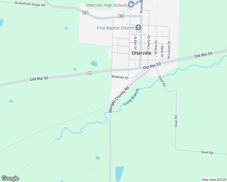 map of restaurants, bars, coffee shops, grocery stores, and more near 402 South Morgan Street in Otterville
