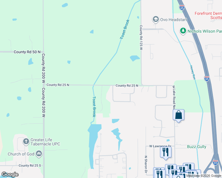 map of restaurants, bars, coffee shops, grocery stores, and more near 349 Greenway Drive in Scottsburg