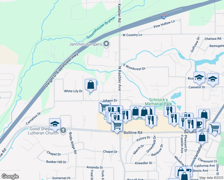 map of restaurants, bars, coffee shops, grocery stores, and more near 5 Tiemann Drive in Collinsville