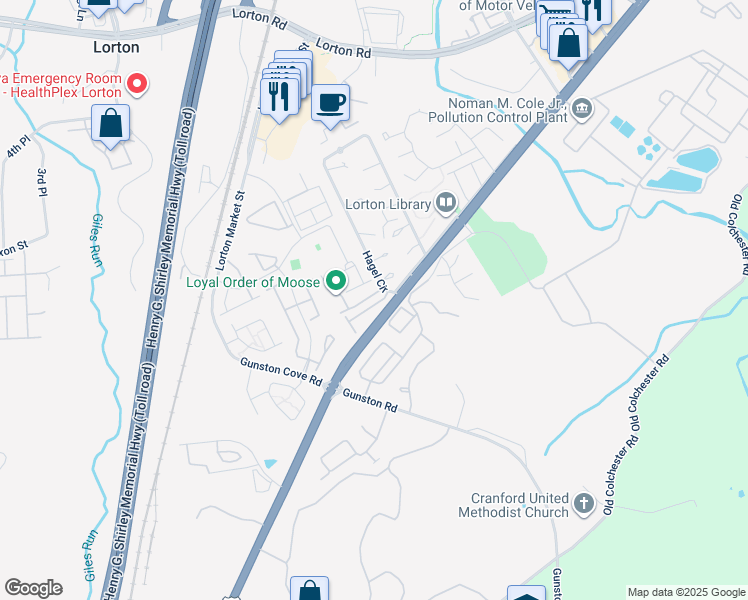 map of restaurants, bars, coffee shops, grocery stores, and more near 7888 Saint Dolores Drive in Lorton