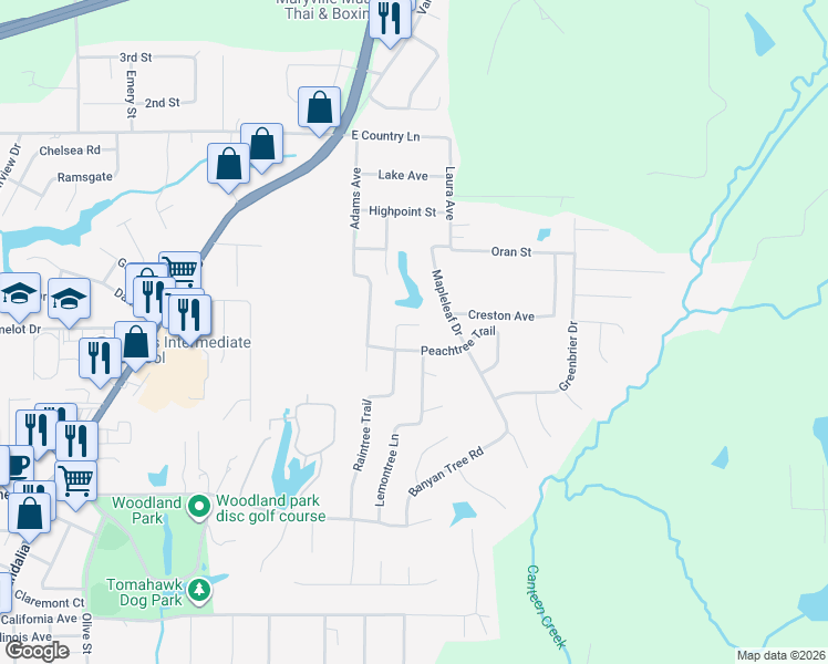 map of restaurants, bars, coffee shops, grocery stores, and more near 707 Peachtree Trail in Collinsville