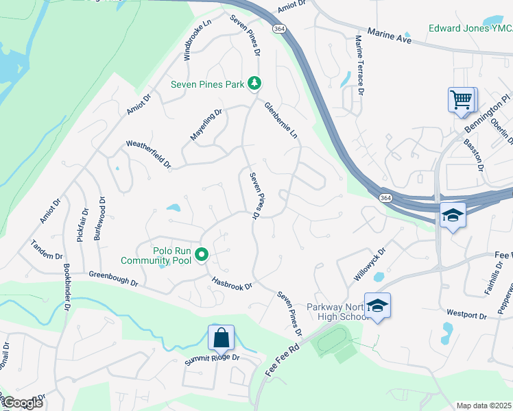 map of restaurants, bars, coffee shops, grocery stores, and more near 12885 Grinnell Terrace in St. Louis