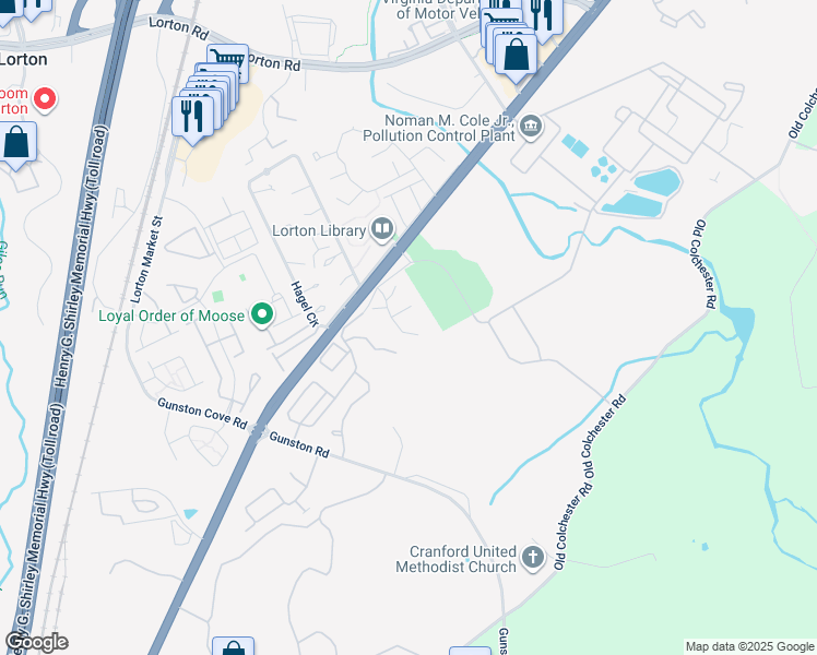 map of restaurants, bars, coffee shops, grocery stores, and more near 9671 Dutchman Drive in Lorton