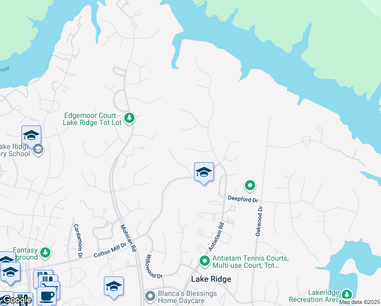 map of restaurants, bars, coffee shops, grocery stores, and more near 2811 Ringgold Court in Woodbridge