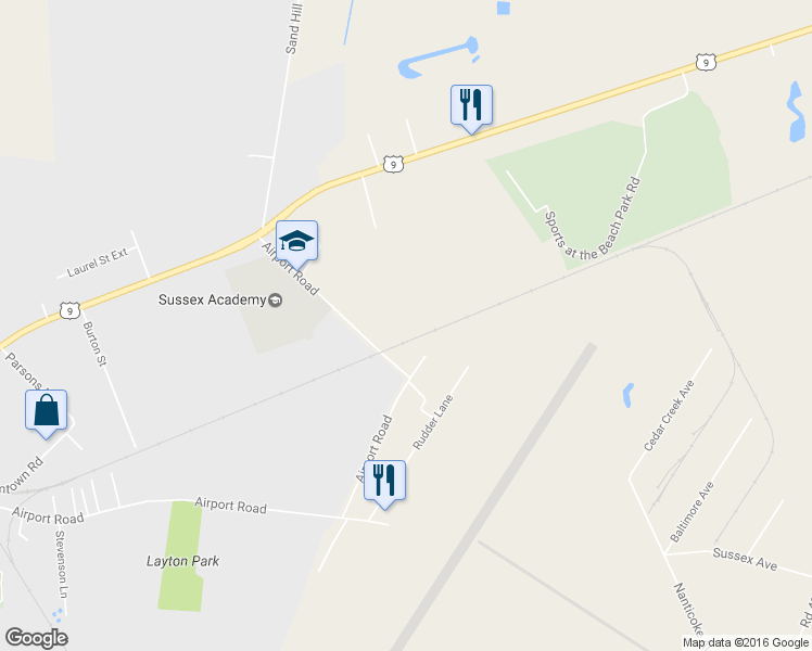 map of restaurants, bars, coffee shops, grocery stores, and more near 21269 Airport Road in Georgetown