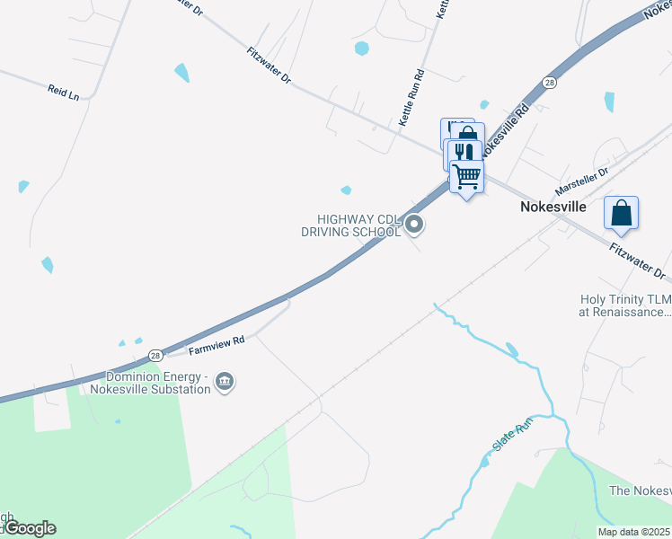 map of restaurants, bars, coffee shops, grocery stores, and more near 13310 Nokesville Road in Nokesville