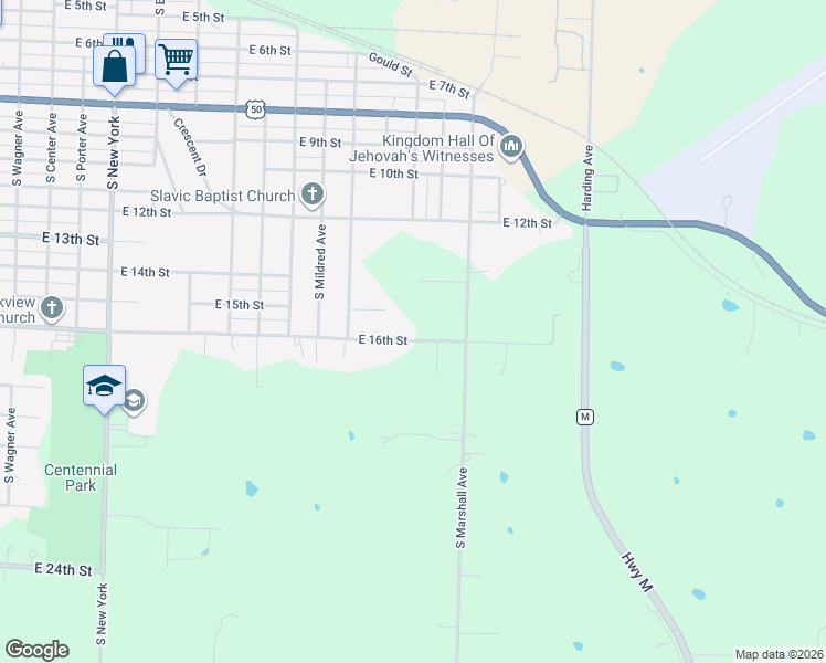 map of restaurants, bars, coffee shops, grocery stores, and more near 2501 East 16th Street in Sedalia