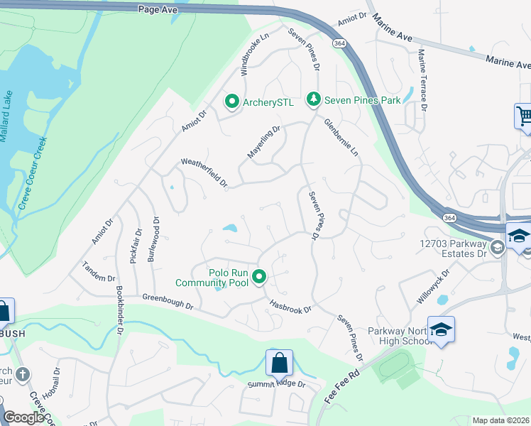 map of restaurants, bars, coffee shops, grocery stores, and more near 1926 Tower Bridge Terrace in St. Louis