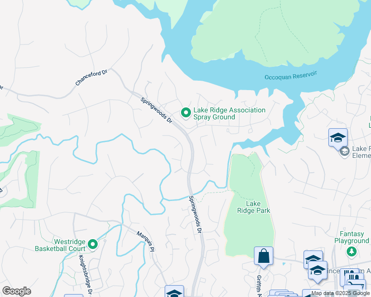 map of restaurants, bars, coffee shops, grocery stores, and more near 3906 Triad Court in Woodbridge