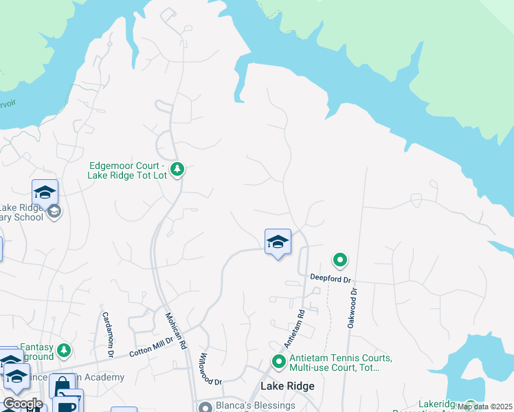 map of restaurants, bars, coffee shops, grocery stores, and more near 2812 Ringgold Court in Woodbridge
