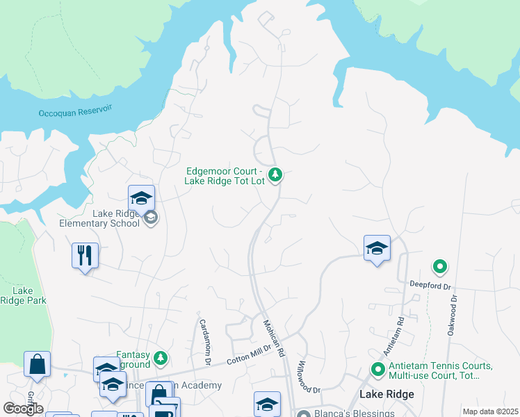 map of restaurants, bars, coffee shops, grocery stores, and more near 11851 Catoctin Drive in Woodbridge