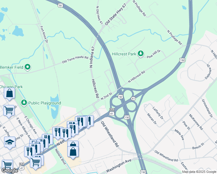 map of restaurants, bars, coffee shops, grocery stores, and more near 2 Benjamin Lane in Vincennes