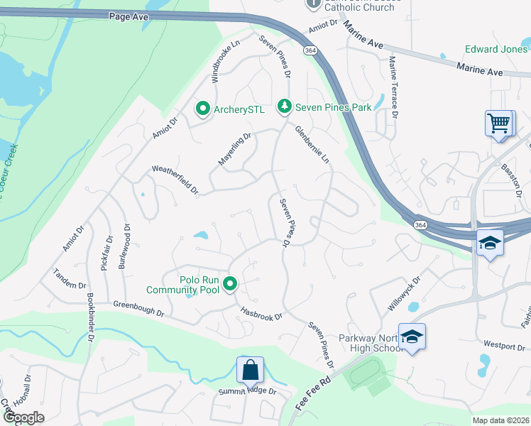 map of restaurants, bars, coffee shops, grocery stores, and more near 1934 Lakehurst Drive in St. Louis