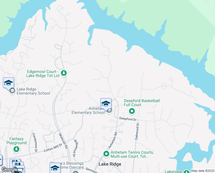 map of restaurants, bars, coffee shops, grocery stores, and more near 11844 Antietam Road in Woodbridge