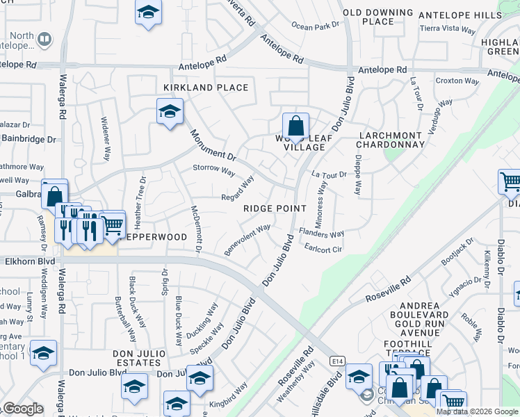 map of restaurants, bars, coffee shops, grocery stores, and more near 7157 Predial Way in Sacramento