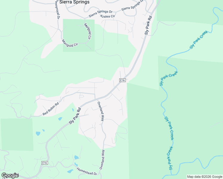 map of restaurants, bars, coffee shops, grocery stores, and more near 6045 Sly Park Road in Placerville
