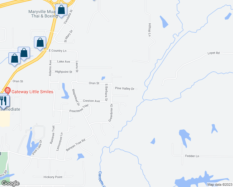 map of restaurants, bars, coffee shops, grocery stores, and more near 3 Cherry Hills Drive in Collinsville