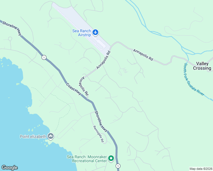 map of restaurants, bars, coffee shops, grocery stores, and more near 35405 Fly Cloud Road in Sea Ranch