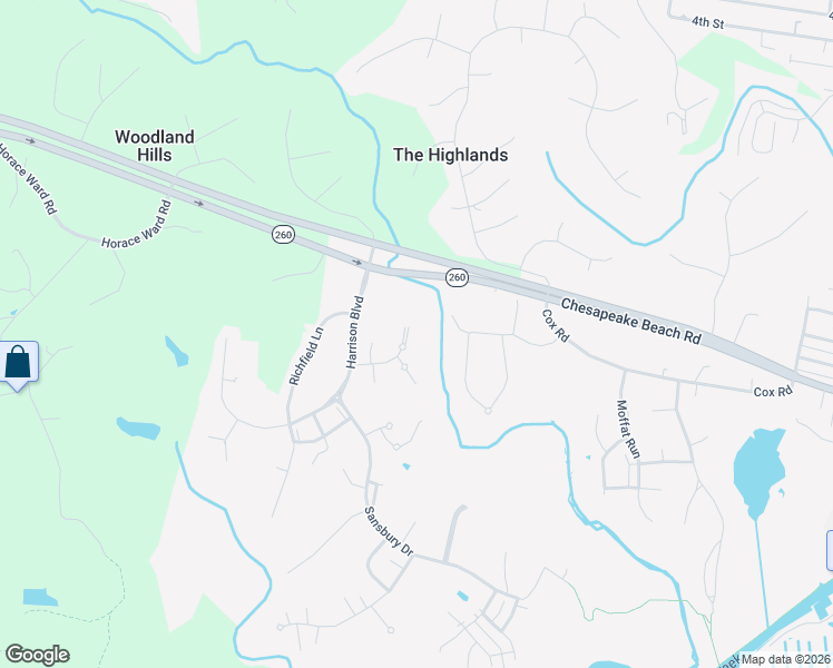 map of restaurants, bars, coffee shops, grocery stores, and more near 2747 Oak Ridge Drive in Chesapeake Beach