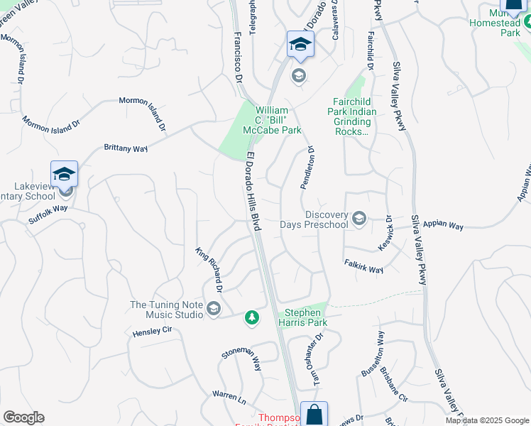 map of restaurants, bars, coffee shops, grocery stores, and more near 1011 Westwood Court in El Dorado Hills