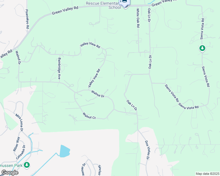 map of restaurants, bars, coffee shops, grocery stores, and more near 3901 Walnut Drive in Rescue