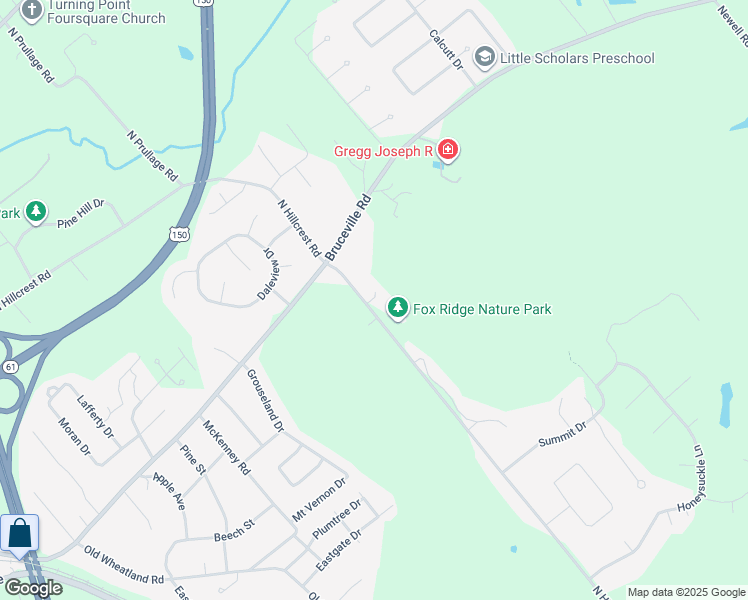 map of restaurants, bars, coffee shops, grocery stores, and more near 150 Fox Ridge Drive in Vincennes