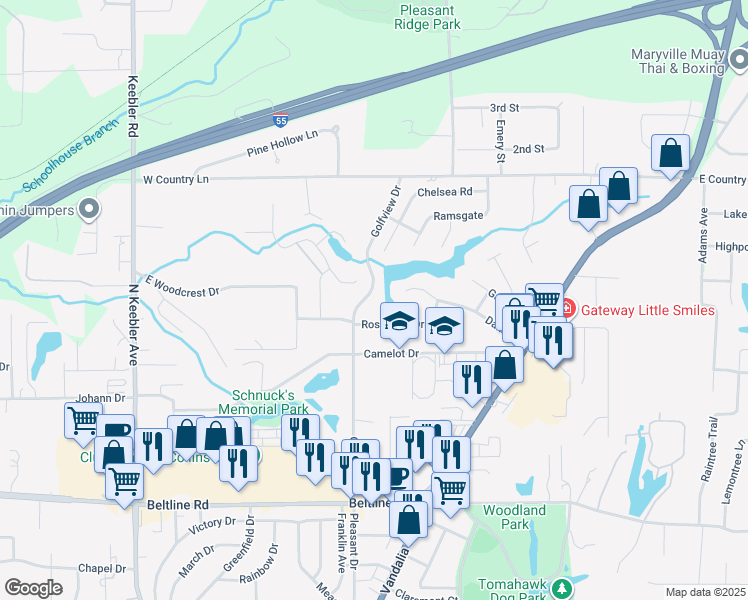 map of restaurants, bars, coffee shops, grocery stores, and more near 102 Windridge Drive in Collinsville