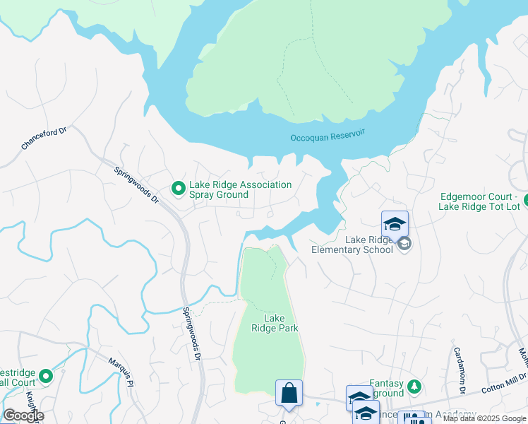 map of restaurants, bars, coffee shops, grocery stores, and more near 11828 Limoux Place in Woodbridge