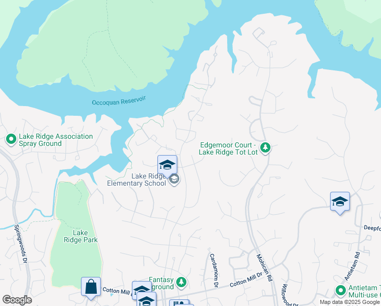 map of restaurants, bars, coffee shops, grocery stores, and more near 3444 Flint Tavern Place in Woodbridge