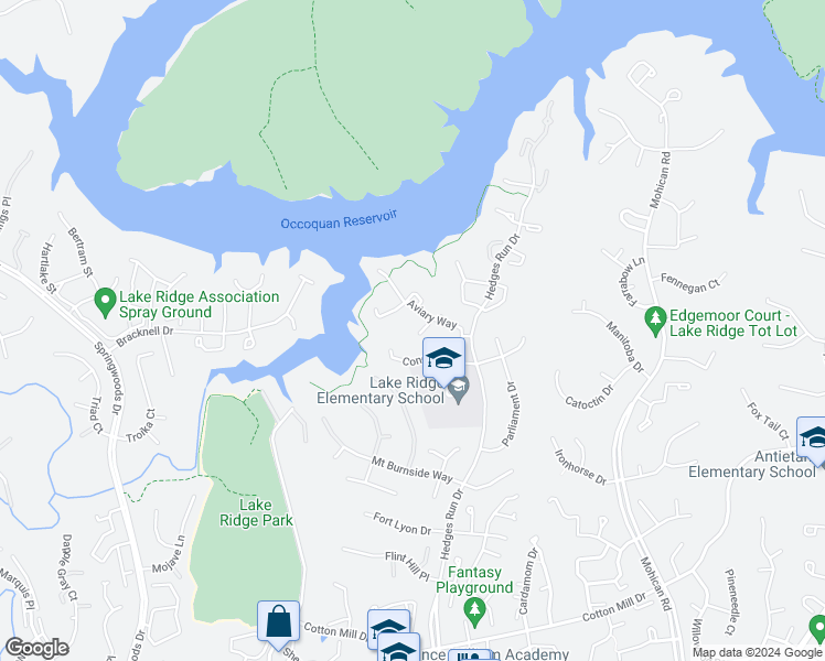 map of restaurants, bars, coffee shops, grocery stores, and more near 11815 Golden Eagle Court in Woodbridge