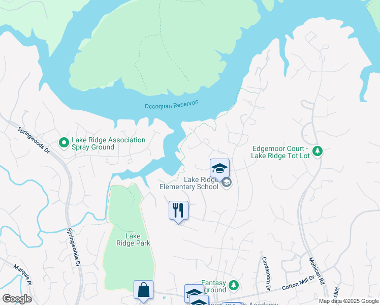 map of restaurants, bars, coffee shops, grocery stores, and more near 3501 Aviary Way in Woodbridge