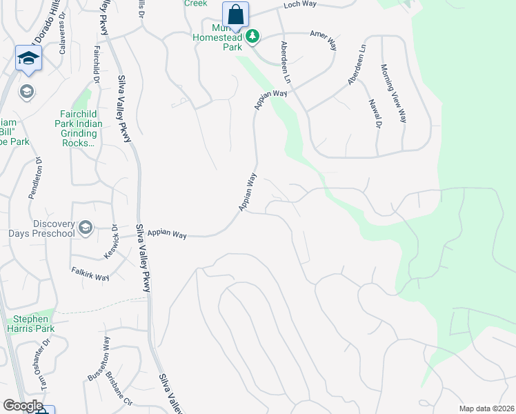 map of restaurants, bars, coffee shops, grocery stores, and more near 6003 Western Sierra Way in El Dorado Hills