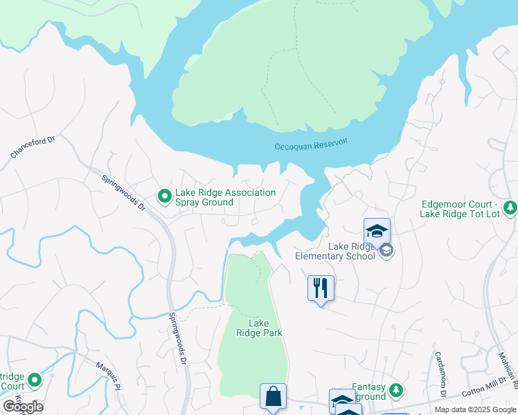 map of restaurants, bars, coffee shops, grocery stores, and more near 11753 Batley Place in Woodbridge
