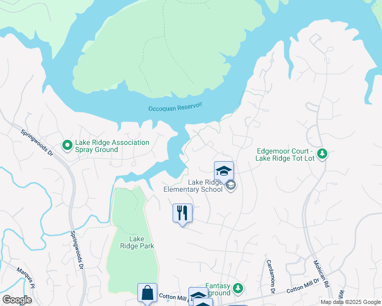 map of restaurants, bars, coffee shops, grocery stores, and more near 3505 Aviary Way in Woodbridge