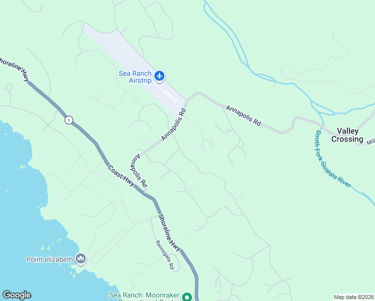 map of restaurants, bars, coffee shops, grocery stores, and more near 35592 Timber Ridge Road in Sea Ranch