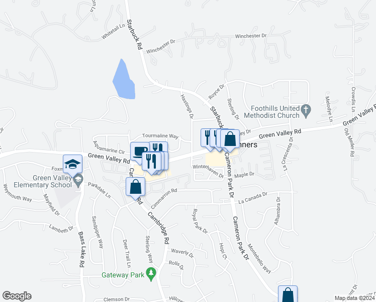 map of restaurants, bars, coffee shops, grocery stores, and more near 2646 Hastings Drive in Rescue