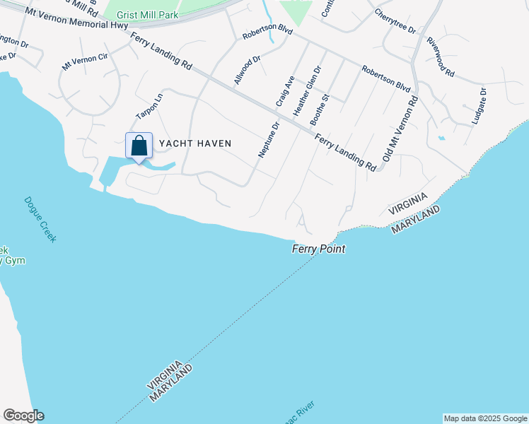 map of restaurants, bars, coffee shops, grocery stores, and more near 9429 Ferry Landing Court in Alexandria