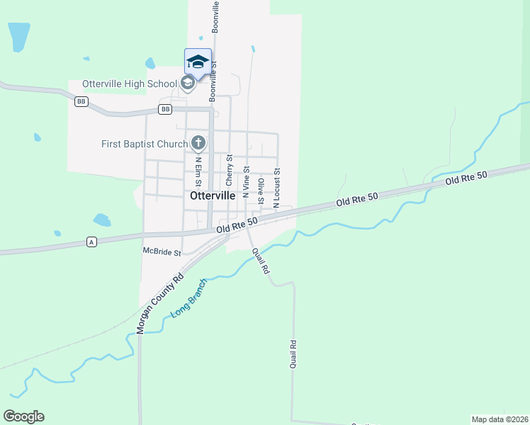 map of restaurants, bars, coffee shops, grocery stores, and more near 400 Old Route 50 in Otterville
