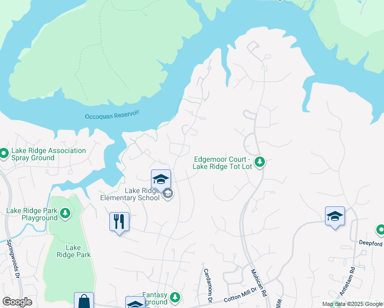 map of restaurants, bars, coffee shops, grocery stores, and more near 11828 Critton Circle in Woodbridge