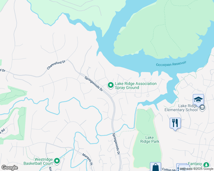 map of restaurants, bars, coffee shops, grocery stores, and more near 3949 Brickert Place in Woodbridge