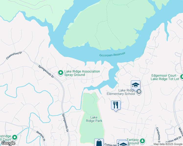 map of restaurants, bars, coffee shops, grocery stores, and more near 11738 Batley Place in Woodbridge
