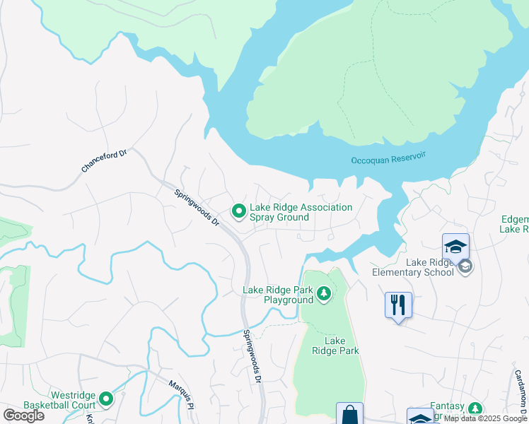 map of restaurants, bars, coffee shops, grocery stores, and more near 11761 Tolson Place in Woodbridge