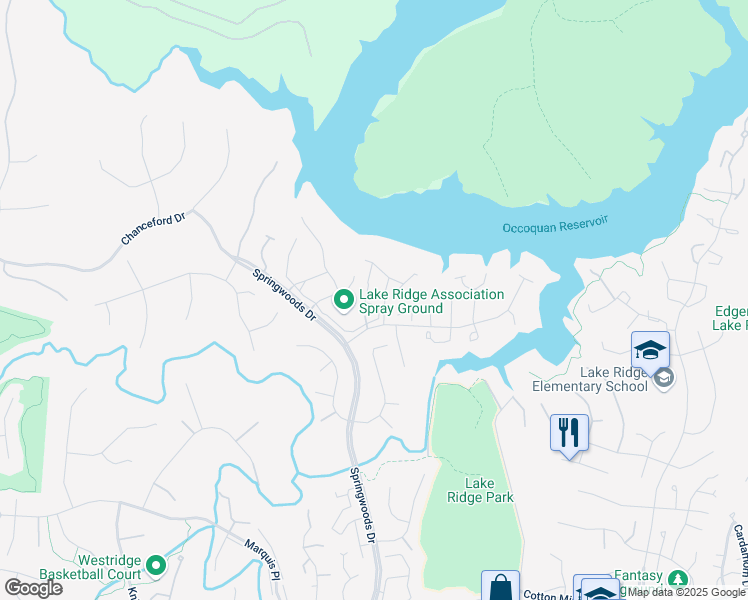 map of restaurants, bars, coffee shops, grocery stores, and more near 11751 Tolson Place in Woodbridge