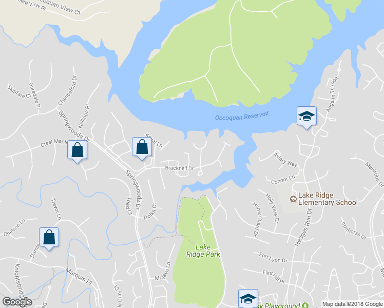 map of restaurants, bars, coffee shops, grocery stores, and more near 11747 Barrows Lane in Woodbridge