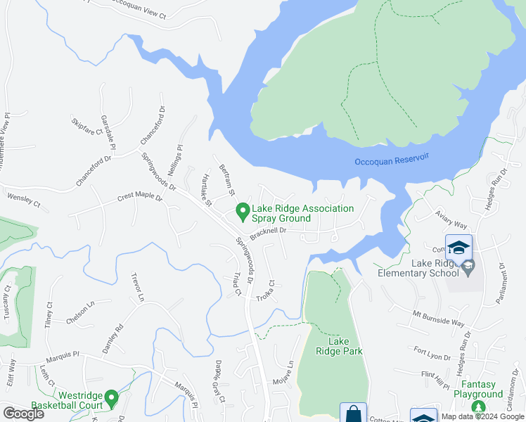 map of restaurants, bars, coffee shops, grocery stores, and more near 11743 Tolson Place in Woodbridge