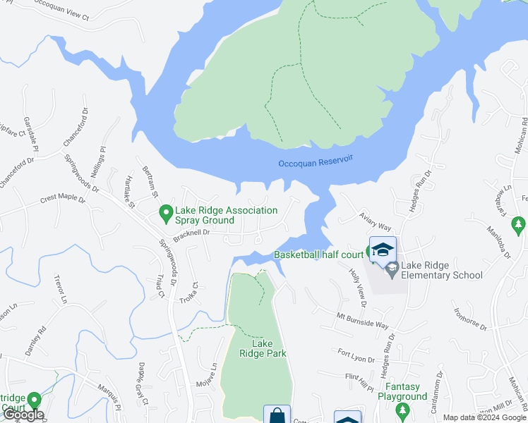 map of restaurants, bars, coffee shops, grocery stores, and more near 11735 Batley Place in Woodbridge