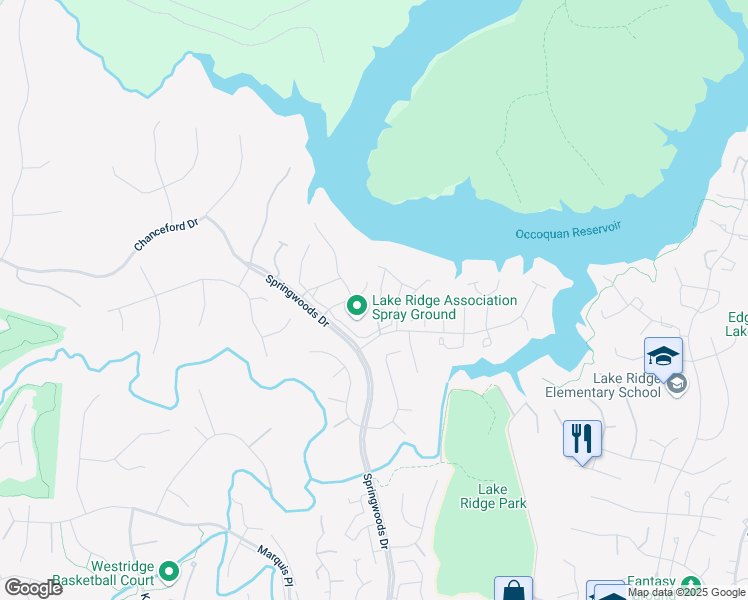 map of restaurants, bars, coffee shops, grocery stores, and more near 11722 Tolson Place in Woodbridge