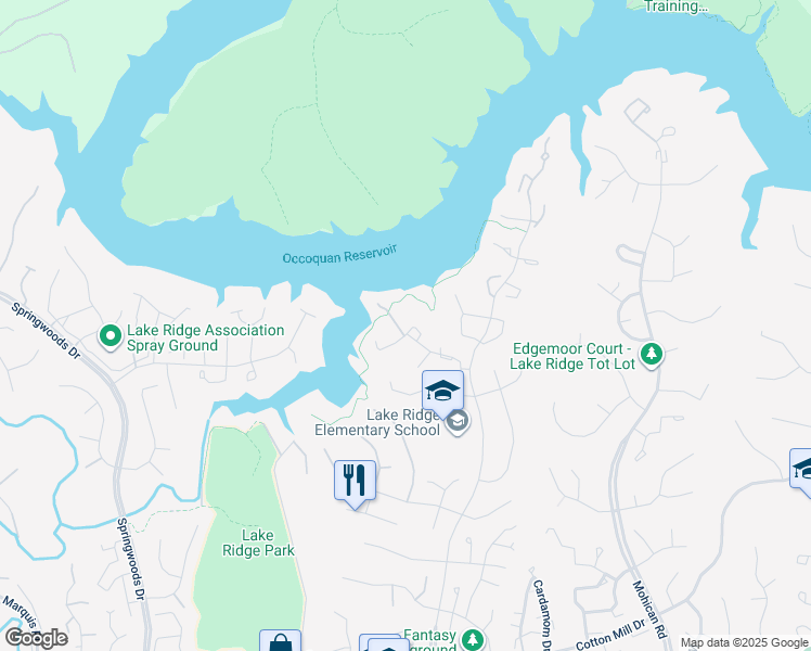 map of restaurants, bars, coffee shops, grocery stores, and more near 3478 Aviary Way in Woodbridge