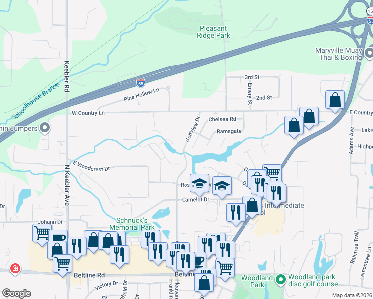 map of restaurants, bars, coffee shops, grocery stores, and more near 7 Chelsea Road in Collinsville