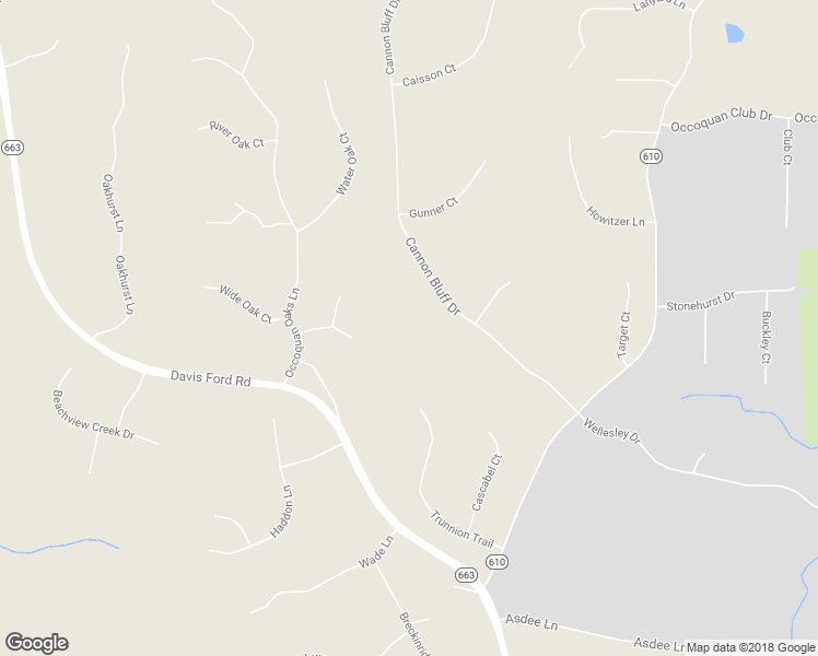 map of restaurants, bars, coffee shops, grocery stores, and more near 5043 Cannon Bluff Drive in Woodbridge